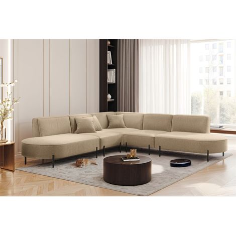 Ecksofa Designersofa VALENCIA Stoff Quelle Hellbraun Universal (1/2)