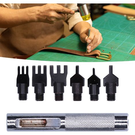Ensemble de poinçons plats en métal interchangeable pour cuir avec manche (1/5)