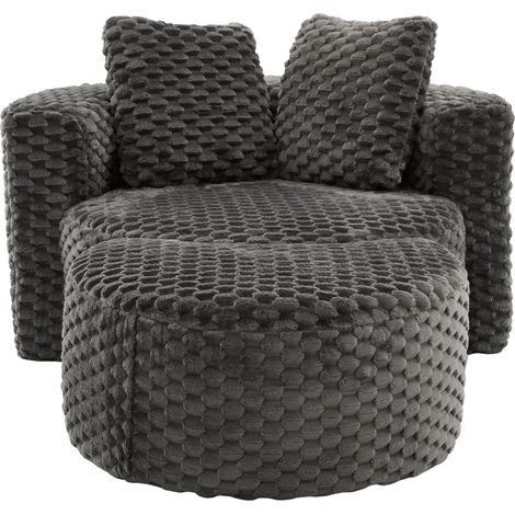 CHICFURN Sillón con reposapiés 130x115x84 cm tela gris oscuro sin montaje para salón (1/5)