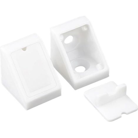 Lot de 20 raccords d'étagère en plastique blanc à angle droit - Vis non incluses - 90 ° (1/5)