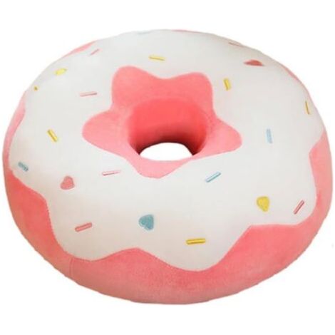 Rundes, donut-förmiges Kissen, 38 cm, weich und von Lebensmitteln inspiriert, perfekt für Sofa oder Sessel, in Weiß. (1/5)