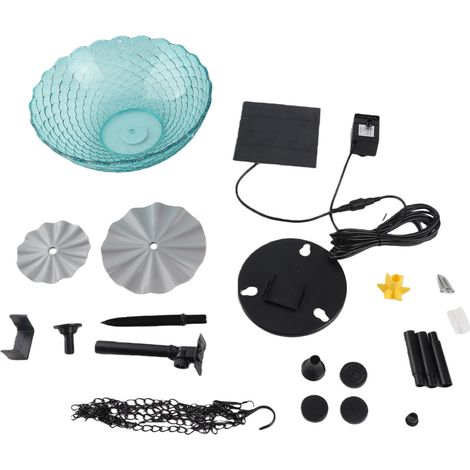 Ortviai Bassin à Oiseaux Solaire Suspendu avec Fontaine à Bulles – Plastique Robuste, Bleu, pour Jardin, Balcon ou Terrasse (1/5)
