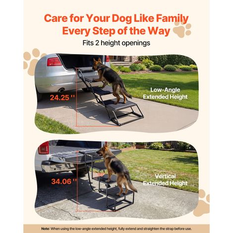 Échelle d'accès chien pour voiture, 4 marches pliantes extra larges, rampe anti-dérapante pour grand chien, légère transportable, VUS camion lit canapé, 113 kg (1/5)