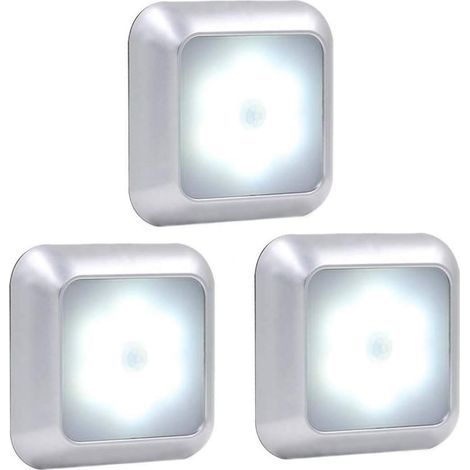 Lampe à détecteur de mouvement, lampe de placard, veilleuse à 6 LED, veilleuse pour escalier, cuisine, armoire (lumière blanche, lot de 3) (1/5)