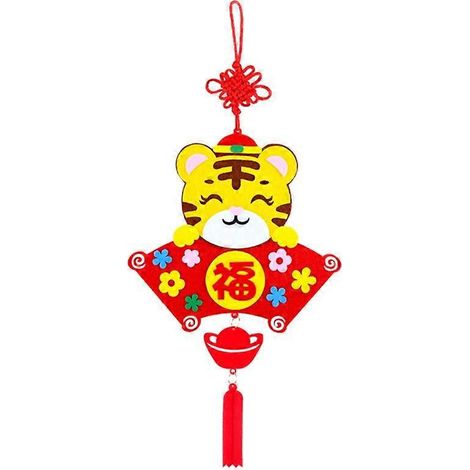 1. DIY-Set für einen Glückstiger-Anhänger 2022, Dekoration für das Frühlingsfest, Gebetsanhänger für Zuhause, Chinesisches Neujahrsfest.
