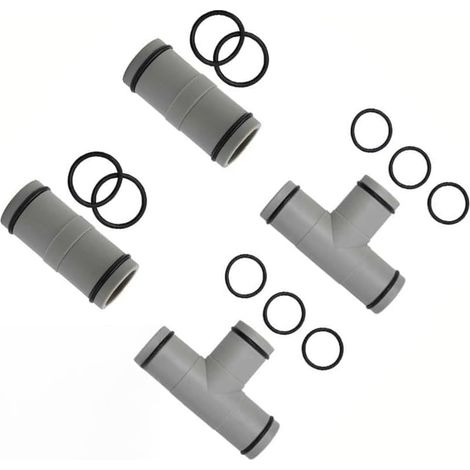Kit de raccord de tuyau de piscine de 3,2 cm avec joint en T, adaptateur de pompe avec joints toriques, système de filtration pour piscine hors sol, gris (1/5)