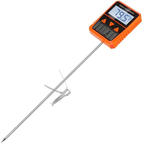 Thermomètre à bonbons à sonde avec pince pour casserole, fonction alarme, étanche IPX6, grand écran rotatif, thermomètre à huile de friture (1/5)