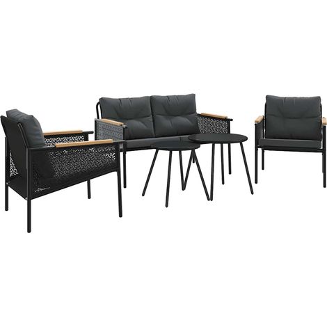 Maison Exclusive - 5-tlg. Balkonmöbel-Set mit Kissen Schwarz Stah