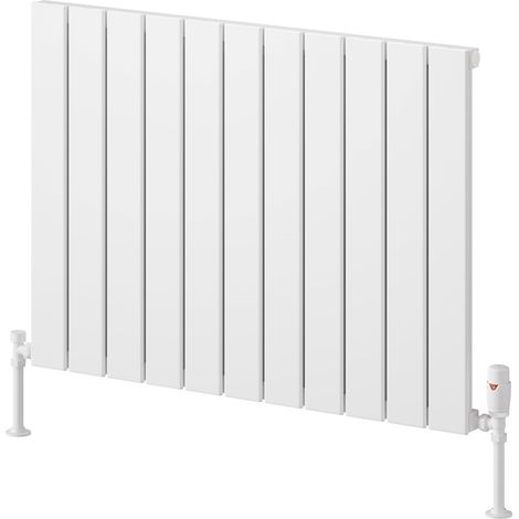 Reina Piatto Single Horizontal Aluminium Radiator 600mm H x 820mm W - White (1/4)