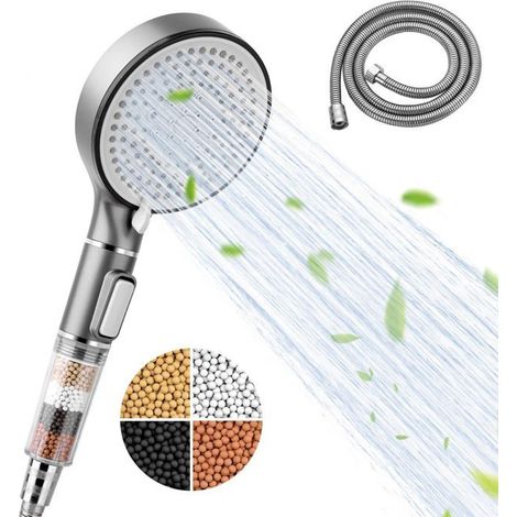 BelleRise - Pommeau de douche haute pression, pommeau de douche universel à haut débit, avec filtre à billes et flexible de 1,5 mètre. (1/5)