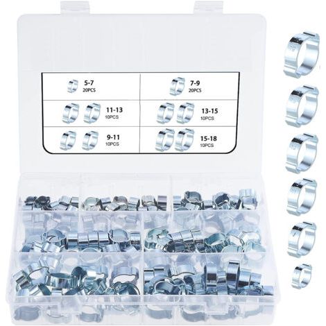 80pcs 5-18mm Double Ear O-Clips Pipe Clamps, Galvanized Pipe Clamps, Pipe Fastening Clamps (1/4)
