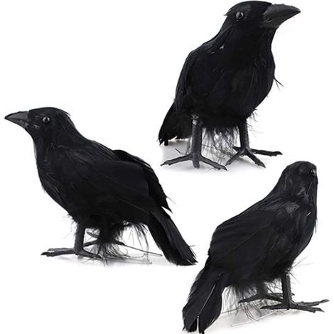 Corbeau factice, décoration d'Halloween, accessoire de corbeau, plume d'oiseau fantôme, fournitures pour festival, décoration 24 cm (1/4)