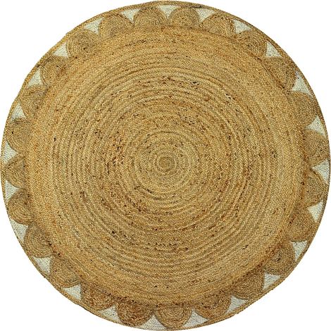 Tappeto rotondo a forma di fiore 100% Juta D. 200 cm Naturale - INDIRA (1/4)