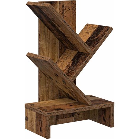 Baumbücherregal 3-stöckig 30 x 18 x 48 cm Holzwerkstoff Altholz vidaXL (1/5)
