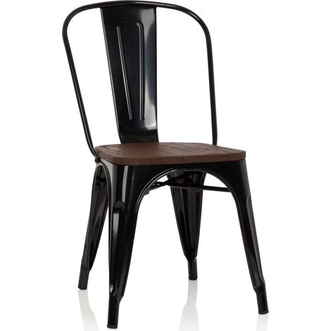 Stuhl VANTAGGIO COMFORT W metallic schwarz / Sitz Echtholz dunkel hjh OFFICE (1/5)