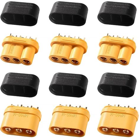 3 Paires MR60 Batterie Connecteur, MR60 Gaine Connecteur, MR60 Connecteur mâle et Femelle, pour RC Lipo Battery
