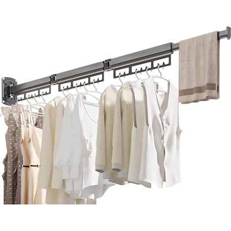 Étendoir mural pliable multifonctionnel en aluminium pour intérieur et extérieur avec cintres rotatifs 360° pour balcon (1/5)