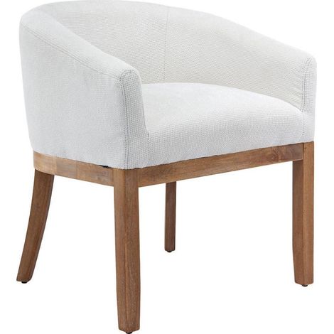 Esszimmerstuhl mit Armlehnen, Mid Century Polsterstuhl aus Leinen, Massivholzbeine, Beige, 1er-Set (1/5)