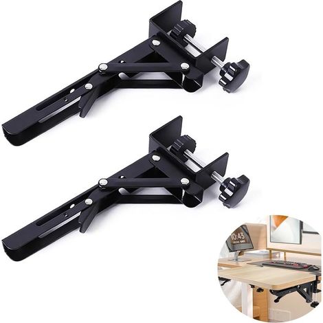 Extension Bureau,Tablette Pliante Pour Clavier Support Pliant Non Perforant Support d'Extension Pliable Pour Ordinateur Et Bureau (2 Noirs)