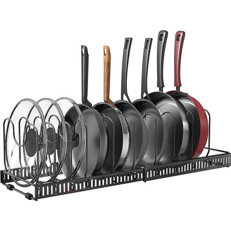 Porte-couvercles, étagère de rangement pour casseroles et poêles, support pour ustensiles de cuisine, poêles, casseroles et couvercles (1/4)