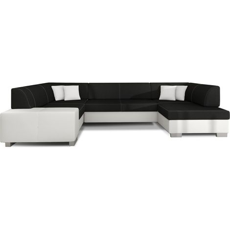 Canapé panoramique en U Gris foncé & Blanc convertible 6 places HAVANE convertible 6 places (1/4)