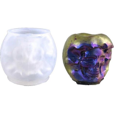 Moule en résine en forme de tête de mort et de pomme, moule à bougies et vase en silicone pour décoration intérieure