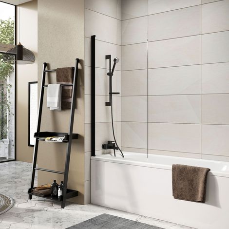 Orbit Thalia Black Single Panel Bath Screen 800mm x 1500mm - 8mm Glass