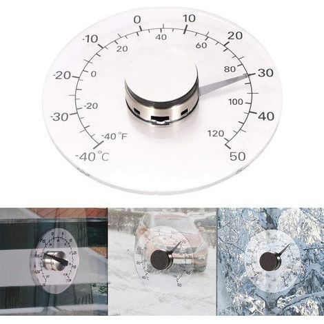 Wand-/Fensterthermometer, transparentes Außenthermometer, selbstklebend, batterielos, transparenter und wasserdichter Temperaturregler. (1/5)