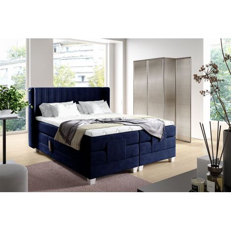 Boxspringbett Elektrisch Bett MAGNUS 120x200cm in Stoff Salvador Dunkelblau (1/4)