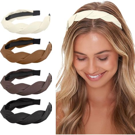 4 accessori per capelli intrecciati da donna - elegante fascia alta - per uscite