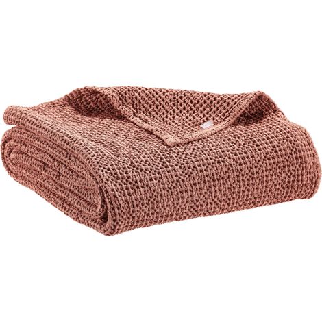 VIVARAISE - Plaid Maia Terracotta en coton recyclé - 140 x 200 cm (1/3)
