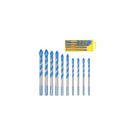 Forets multifonctionnels en forme de triangle pour carrelage céramique, verre, marbre, miroirs et bois – Lot de 10 forets diamètre 6 mm / 8 mm / 10 mm / 12 mm (1/4)