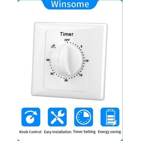 Minuterie électronique tableau électrique 220V, compte à rebours 30 min, interrupteur horaire 10A, installation ouverte, commande simple, protection ignifuge, pour pompe chauffe-eau ventilateur (1/5)