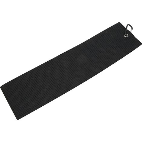 Serviette de golf gaufrée, lingette de sport absorbante, nettoyage, pur coton, sangle avec crochet, noire (1/5)