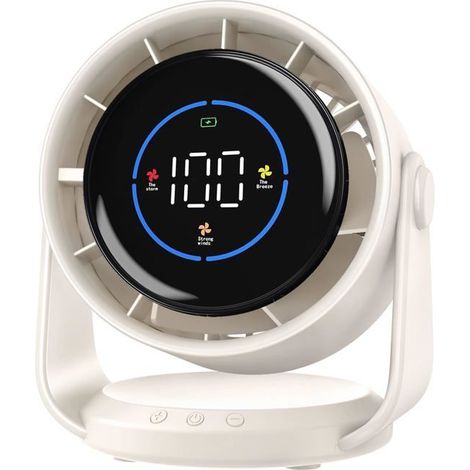 1 ventilateur silencieux, ultra puissant avec tête rotative 105°, rechargeable USB pour bureau et intérieur (1/5)