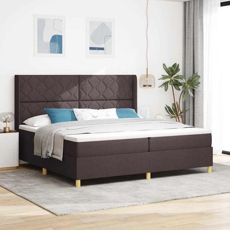 vidaXL Cama tipo Box Spring con tiras LED Marrón 200 x 200 cm tela (1/5)