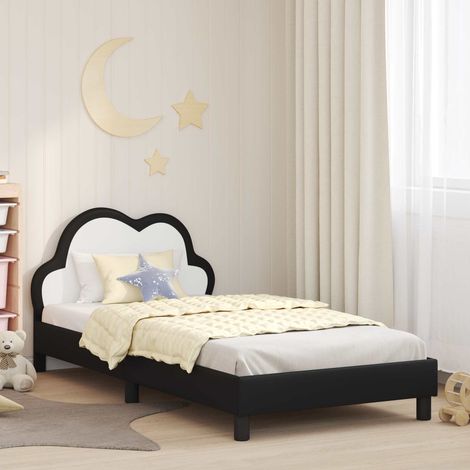 Cama para niños con cabecero Negro 90 x 190 cm PU