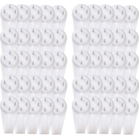 QAZQA Lot de 50 Crochets pour photo pour mur dur Kit de suspension pour photo Crochet de suspension crochets muraux pour cadre photo pour accrocher des tableaux, des photos de mariage, des miroirs(Moy (1/5)