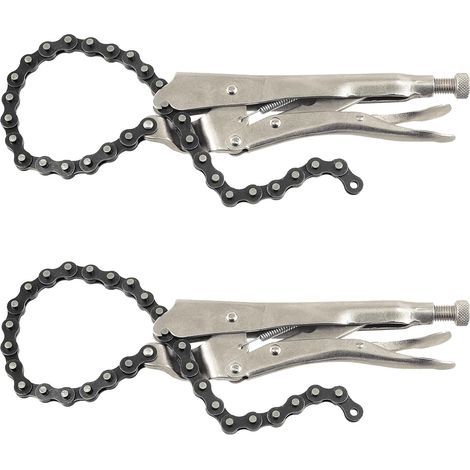2pcs 9inch Heavy Duty alliage Steel Lock Chain Clamp avec chaîne de 20 pouces, outil de filtre à huile réversible raccord de tuyau outil clé à chaîne pour une force de verrouillage maximale (1/5)