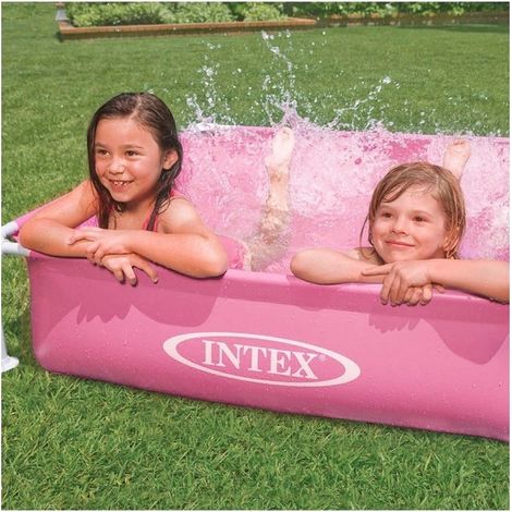 TRADE SHOP - Piscina Mini Frame Rosa Quadrata Con Telaio 122x122x30 Cm Bambini Estate 57172 - (1/5)