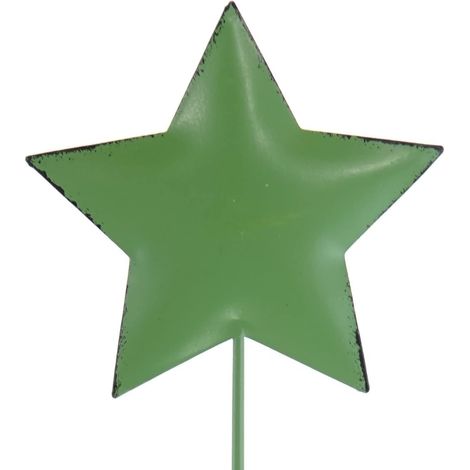 POSIWIO Weihnachtspflanzenstecker Stern Vintage Grün Ø 5,5 cm 25,5 cm - Metall