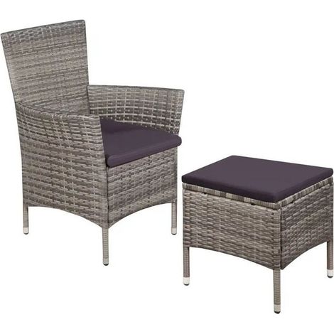 Chaise avec repose-pieds tissu et résine grise Fatis (1/3)