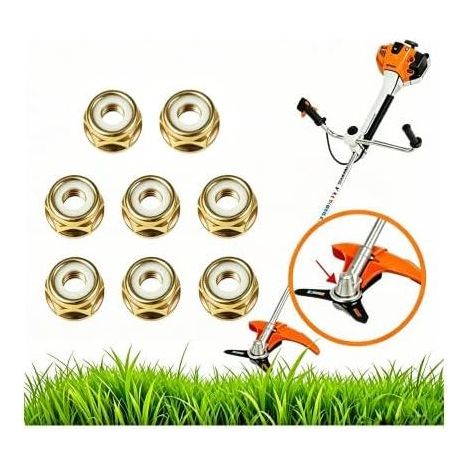 8 Pcs Écrou M10 pour Tête de Débroussailleuse, Écrou à Filetage Inversé Pas à Gauche pour Lame de Coupe-Bordure, Accessoires de Rechange Robustes pour Tondeuse et Entretien de Jardin (1/5)