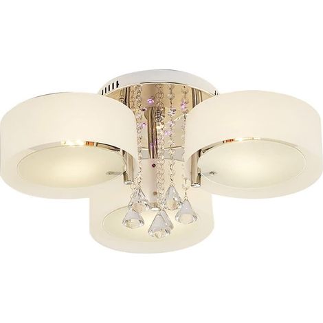 Gojoy – Plafonnier LED en cristal 3 lumières – Télécommande incluse – Lumière chaude et froide – Design moderne pour salon et chambre – 60 * 30cm
