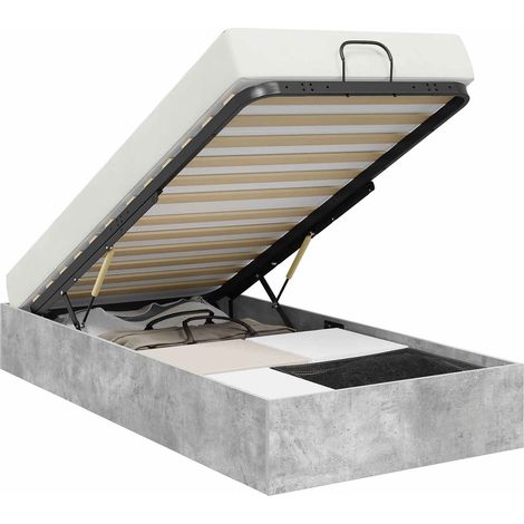 Maison Exclusive - Cadre de lit ottoman Gris Béton 75,5 x 190 cm Bois d’ingénierie (1/5)