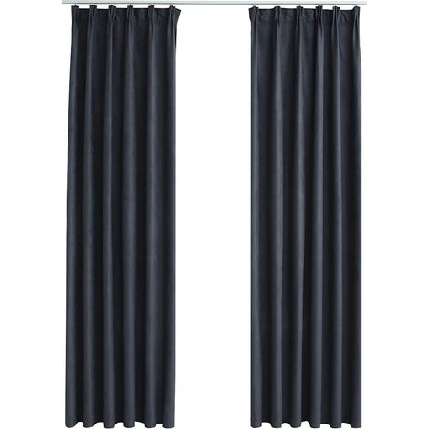 Maison Exclusive - Cortinas opacas con ganchos 2 unidades gris an