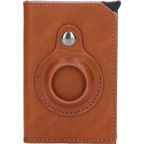Portefeuille coulissant en alliage d'aluminium avec blocage RFID, pince à billets et porte-cartes, cadeau unisexe, couleur abricot grain plat
