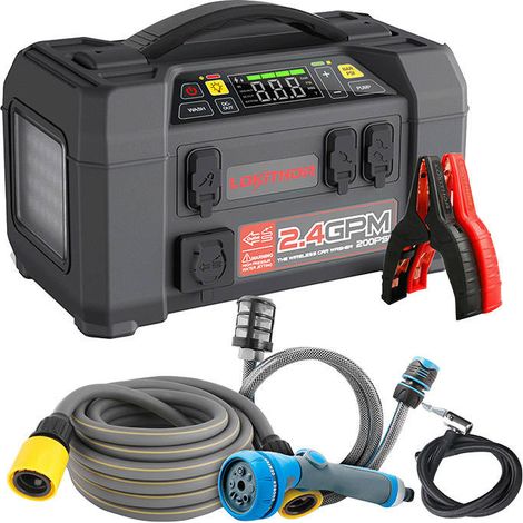 5-in-1-Gerät: Starthilfe/Starter/Booster 2500 A + Powerbank 20000 mAh + Kompressor + Taschenlampe + Lokithor AW401 Unterlegscheibe (1/2)
