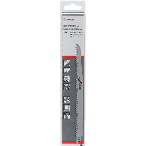 BOSCH S1531L (PKT OF 25) Top for wood 240mm 5TPI