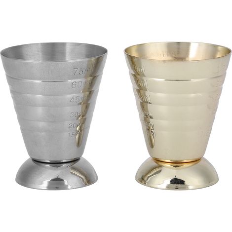 Lot de 2 doseurs,Acier inoxydable 304,75 ml,3 graduations,Miroir poli,Bar maison cocktail(Q3 : Nouveaux produits pour le mois d'août) (1/5)